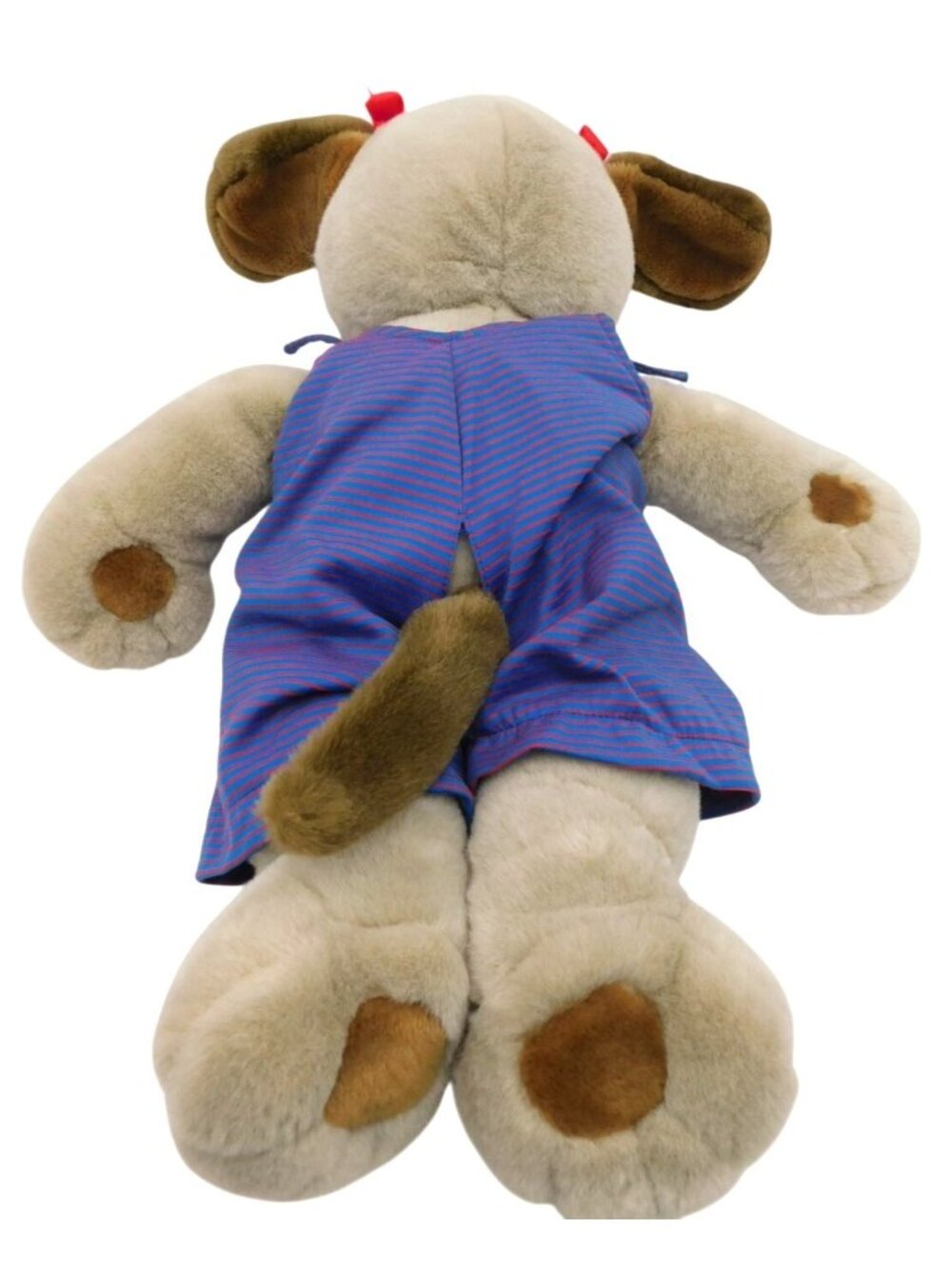 Yang Jee Large Plush Dog Toy Blue Striped Romper Red Hair Bow Stuffed Animal 18" - Picture 4 of 8
